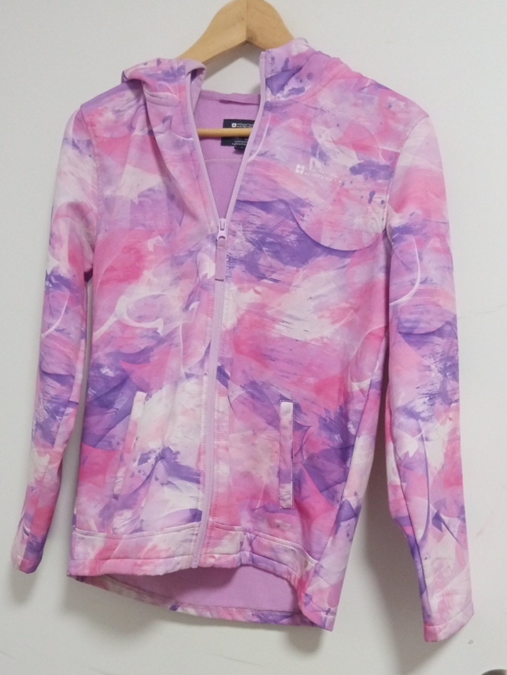 Girls' Hooded Watercolor Zip Jacket - Pink & Purple